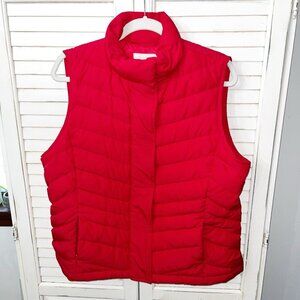 TALBOTS PETITE Light Weight Quilted Puffer Zip-Up Vest Duck Down Size LP RED